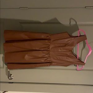 Never worn** brown leather cinched waist dress